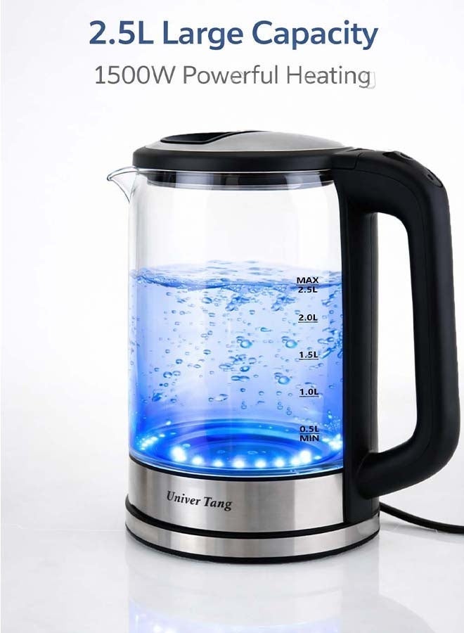 Univer Tang 2.5L 1500W Glass Electric Kettle with Blue LED Light - Image 2